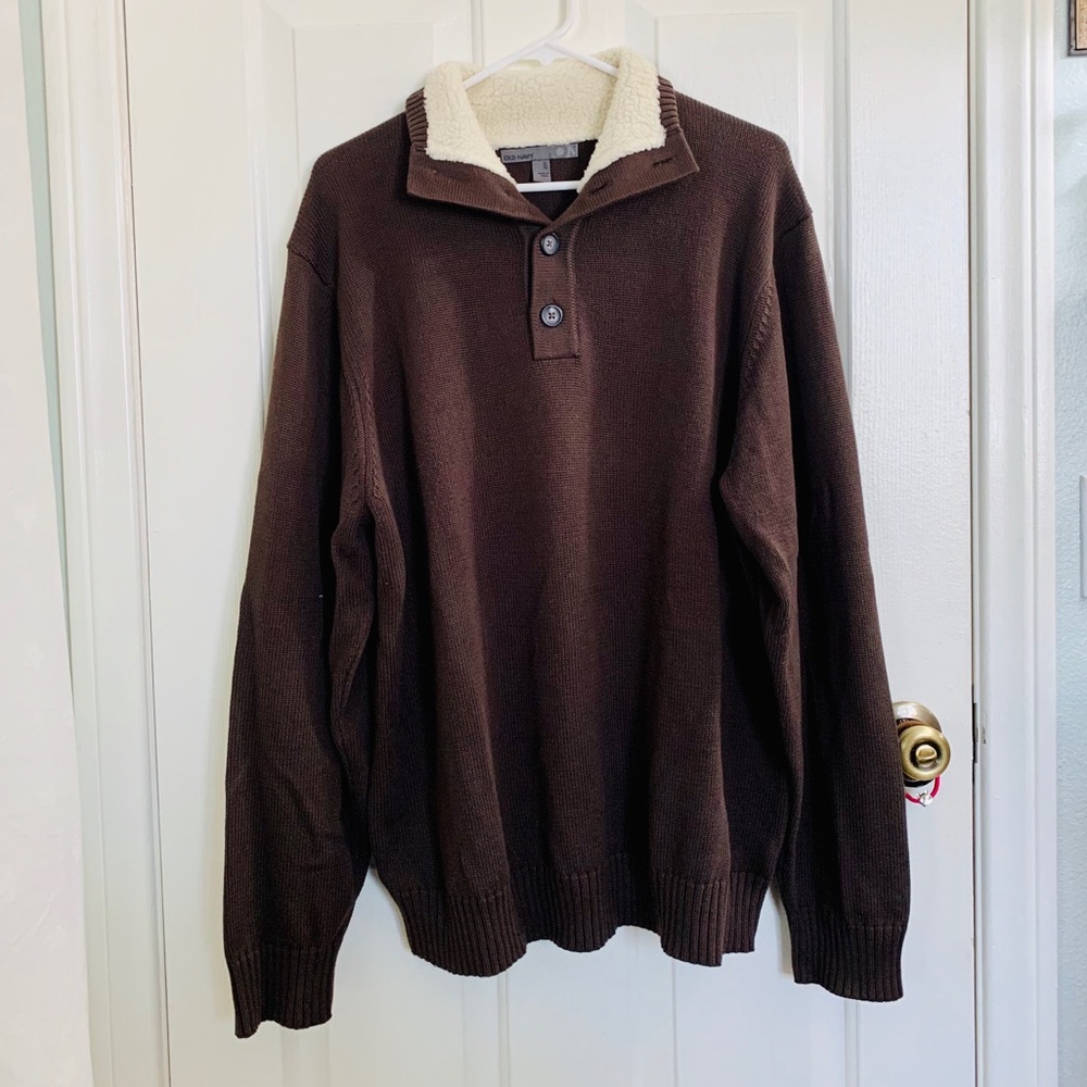Old Navy Brown Fleece and Knit Sweater Size XL